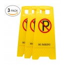  (Pack of 3) 2-Sided Fold-out Floor Safety Sign with No Parking